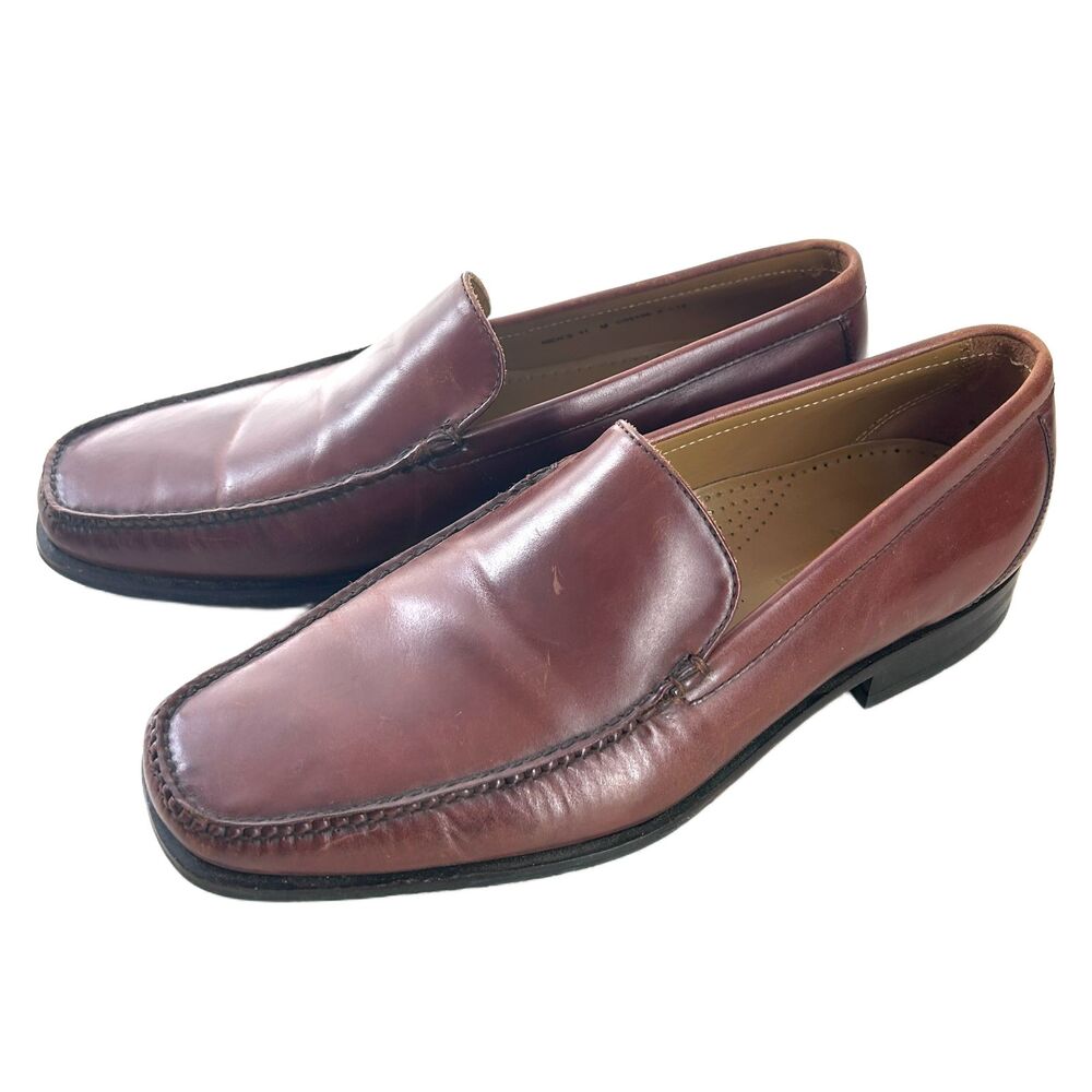 Cole Haan Shoes Mens 11 Brown Leather Loafers Minimalist Preppie Square Toe - Picture 3 of 9